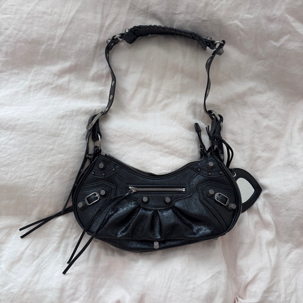 Black glossy leather purse